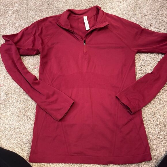 Athleta Size Small Maroon Momentum 1/2 Zip Solid Nylon Top/Sweatshirt/Jacket - Picture 3 of 4
